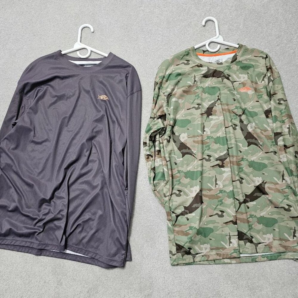 AFTCO Samurai Long Sleeve Sun Shirts Mens XL crew neck 2 shirts